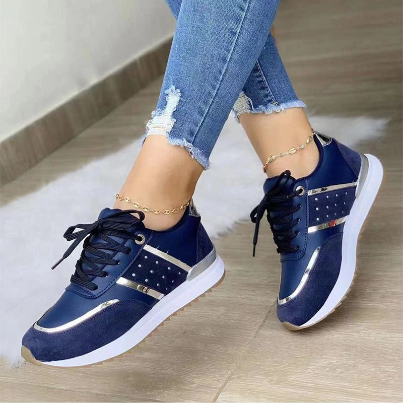 Women's Oversized Thick Soled Color-blocking Casual Low-top Sneakers