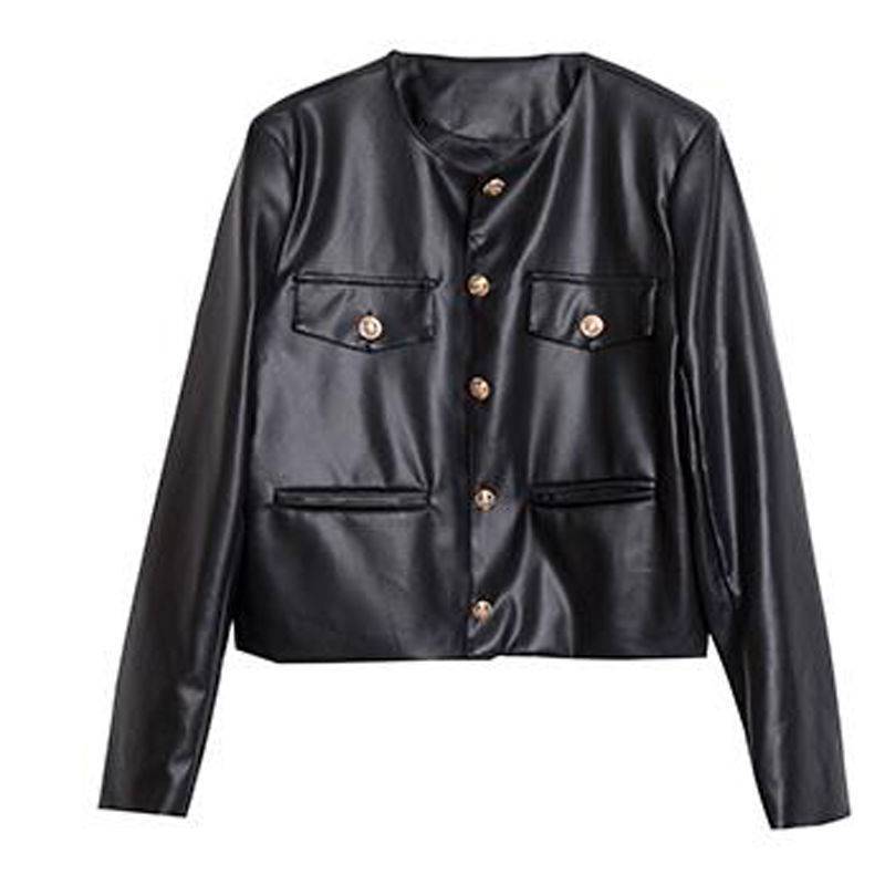 Women's Leather Retro Biker Coat For Winter