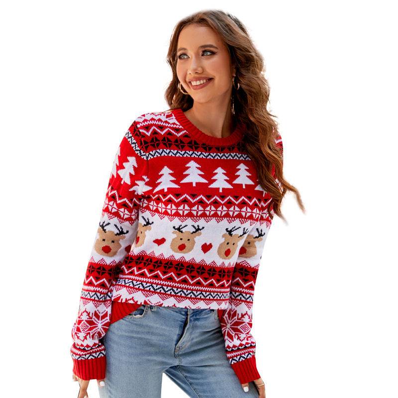 Women's Jacquard Leisure Pullover Christmas  Knitted Sweater