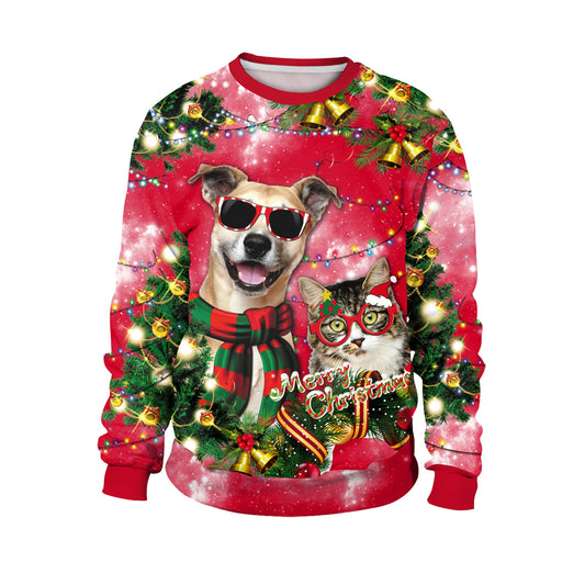 Men's Christmas Dog 3d Digital Printed Warm  Pullover Sweater