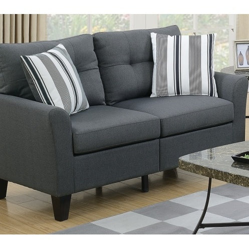 Elegant Living Room Furniture 2pc Sofa Set And Loveseat Charcoal Glossy