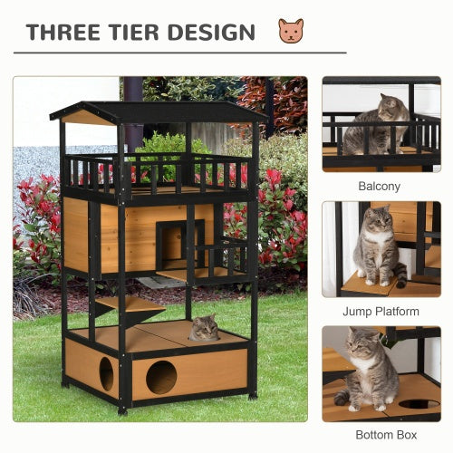 Wooden Patio Cat House | Pet Shelter Kitten