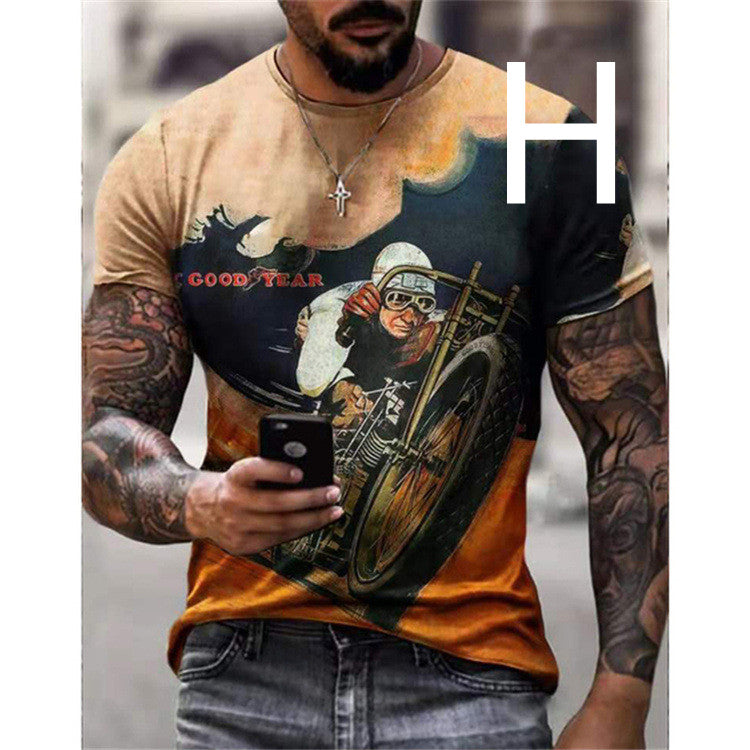 Man T-shirt Car Highway Motorcycle Hip Hop T-shirt