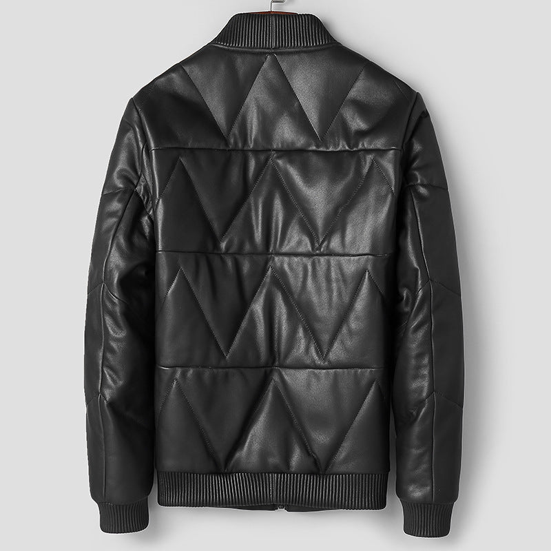 Men's Down Leather Coat |  Youth Leather Jacket | High Quality Blazer