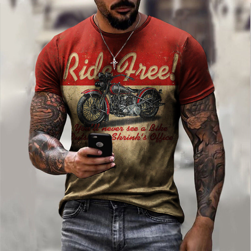 GL Men's Printed 3d T-Shirt Macho Casual Sports Short Sleeve