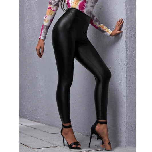 Women's Mid-waist Pu Slim Leather Pants | Tight-fitting Hip Sexy Female Leggings