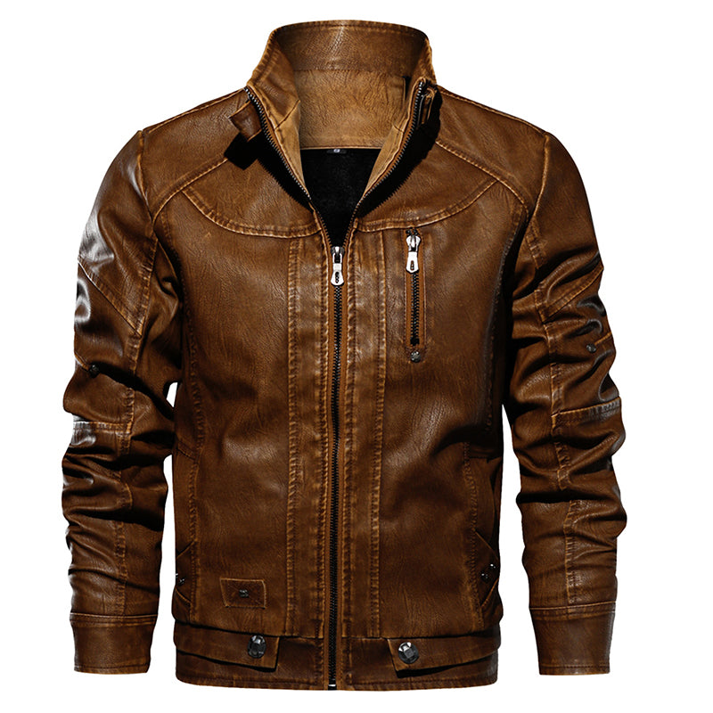 Men PU Leather Jacket For Motorcycle | Fashion Vintage Fit Coat