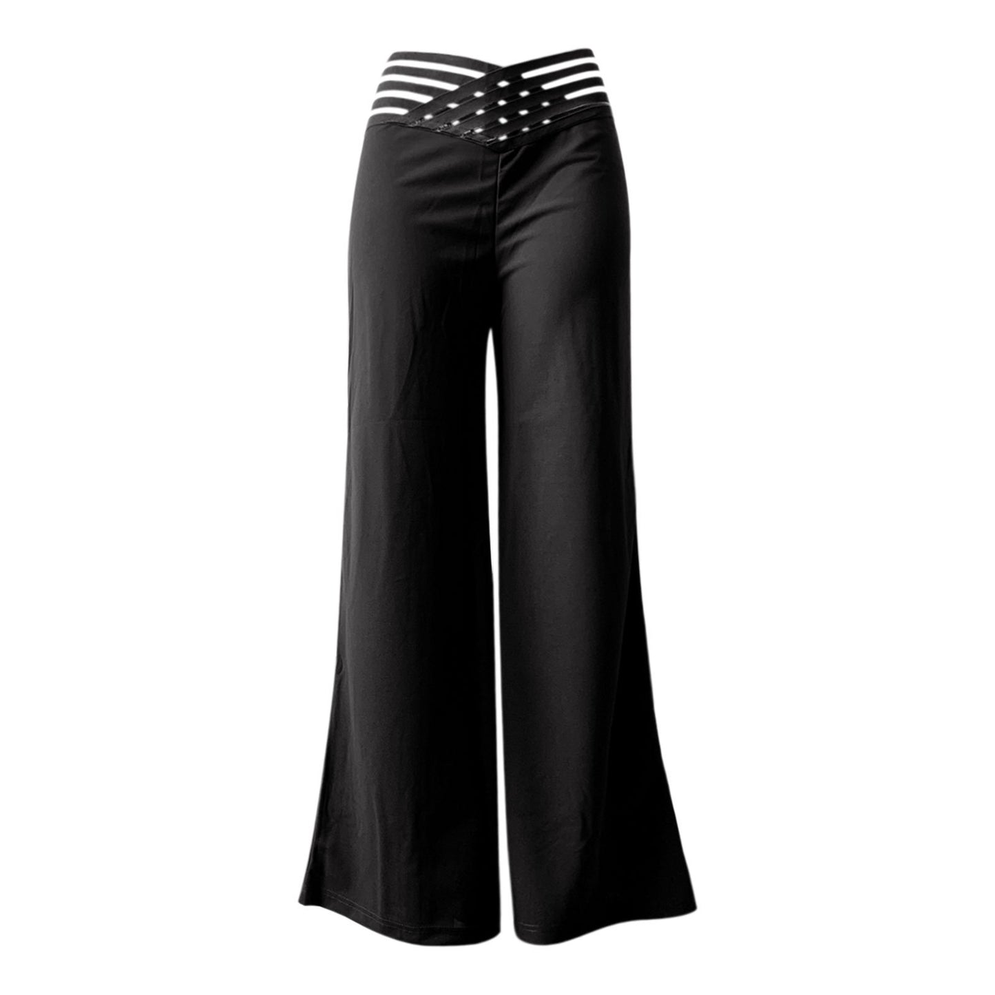 Hollow-out Belt Trousers Micro-flared