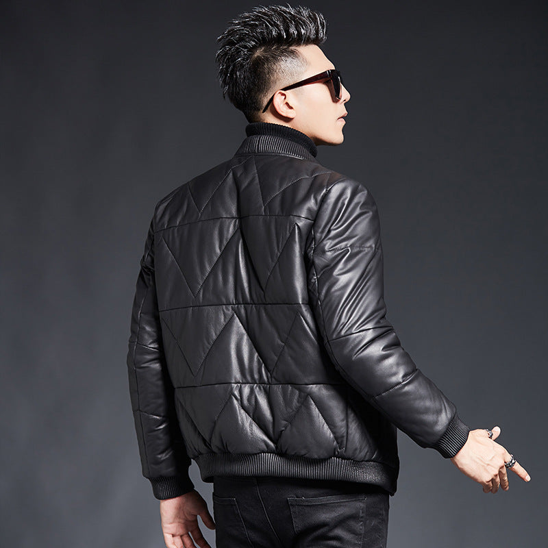 Men's Down Leather Coat |  Youth Leather Jacket | High Quality Blazer