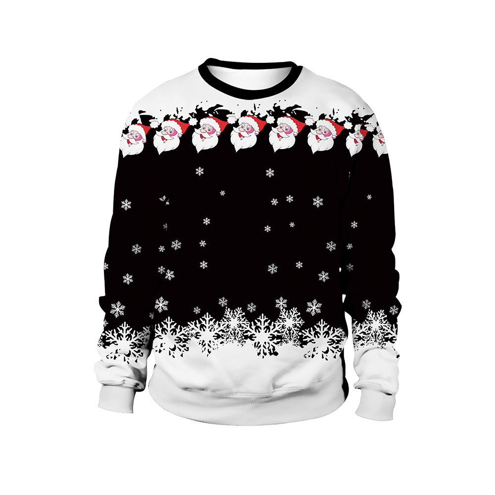 Warm women's sweater with round neck and Christmas print