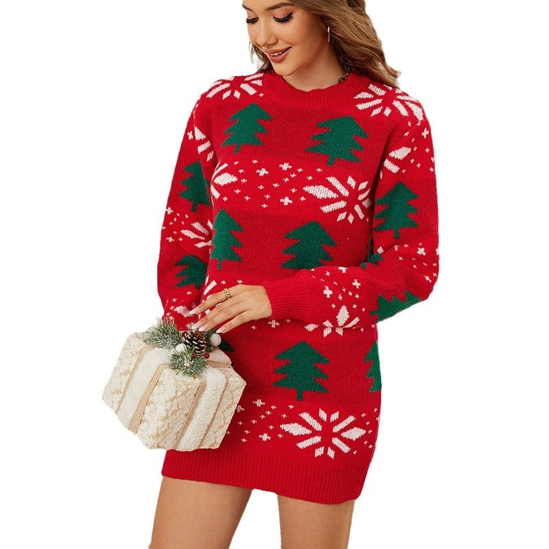 Women's Christmas Pullover Jacquard Long Red : Dress Casual to be comfortable