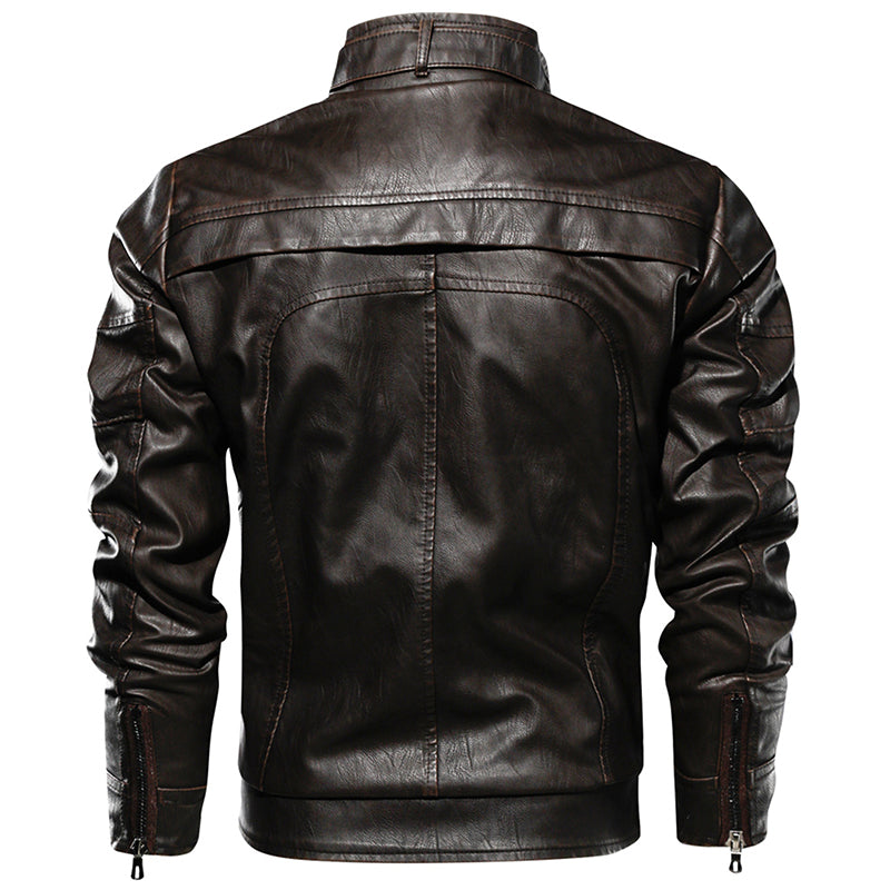 Men PU Leather Jacket For Motorcycle | Fashion Vintage Fit Coat