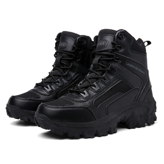 Men's Combat High-top Black Boots For Training Combat And Hiking