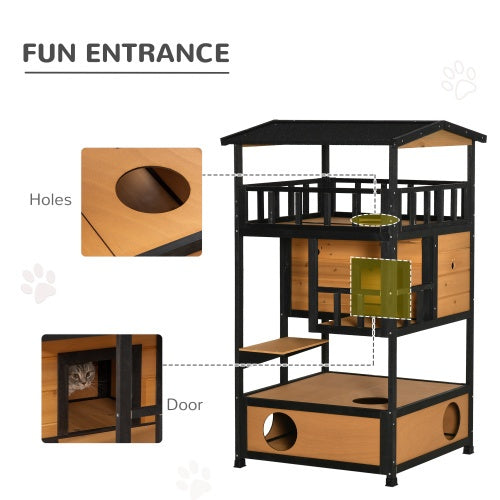 Wooden Patio Cat House | Pet Shelter Kitten