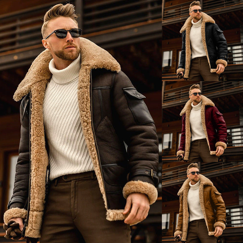 Men's Warm Fleece Military Winter Jacket | Fur Collar Coat