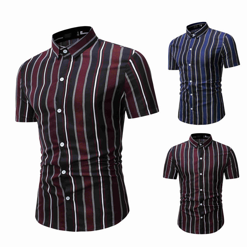 Men's Casual Striped Short Sleeve Shirt