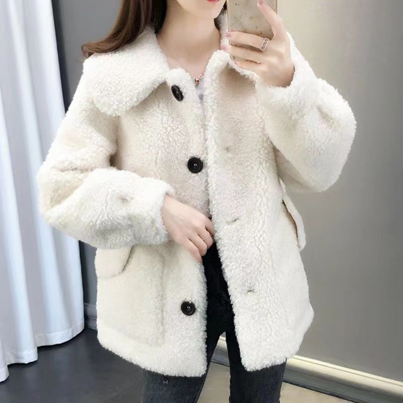 Thickened Warm Leather Plush Coat For Women