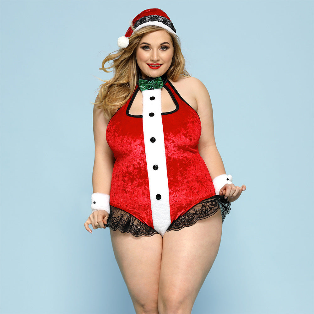 Sexy and Scandalous One Piece Red Christmas Plus Size Lingerie for Seduction