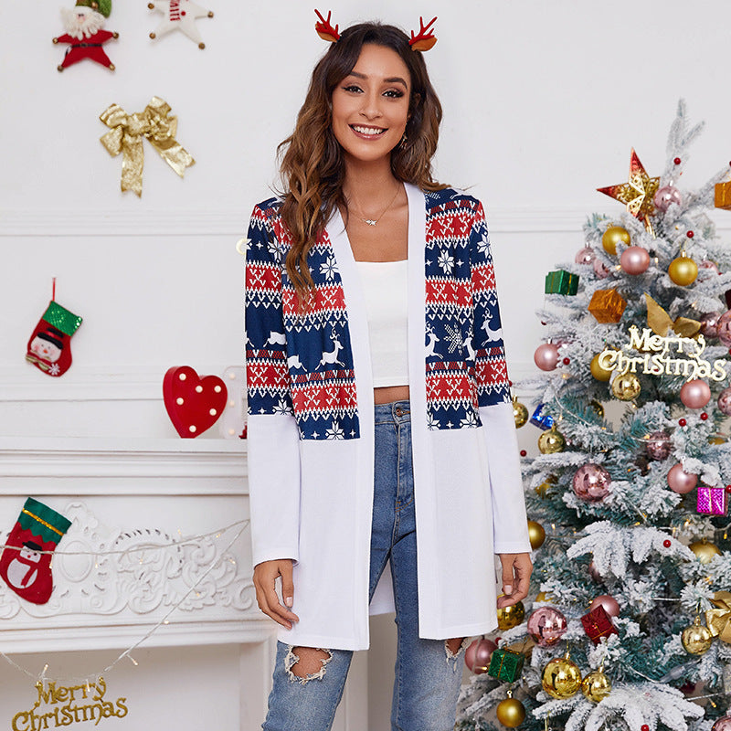 Women's Christmas Loose Color Cardigan Coat For Winter | Casual Jacket