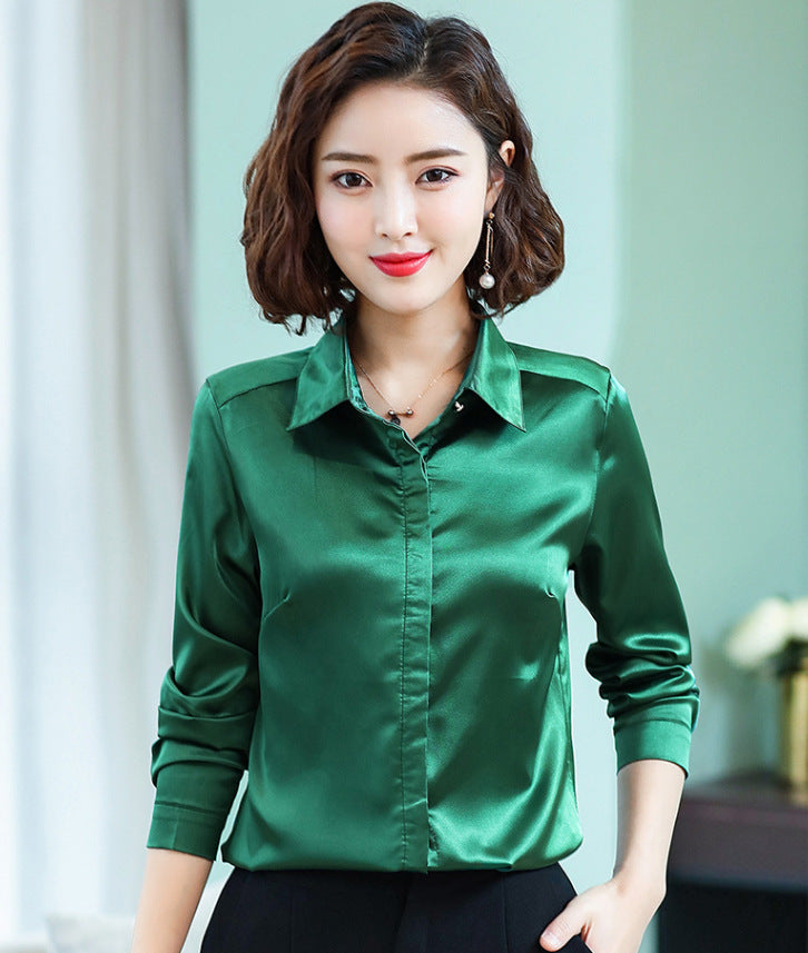 Simulated Silk Long-sleeved Shirt Fashion Casual Business Wear