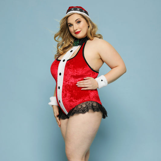 Sexy and Scandalous One Piece Red Christmas Plus Size Lingerie for Seduction