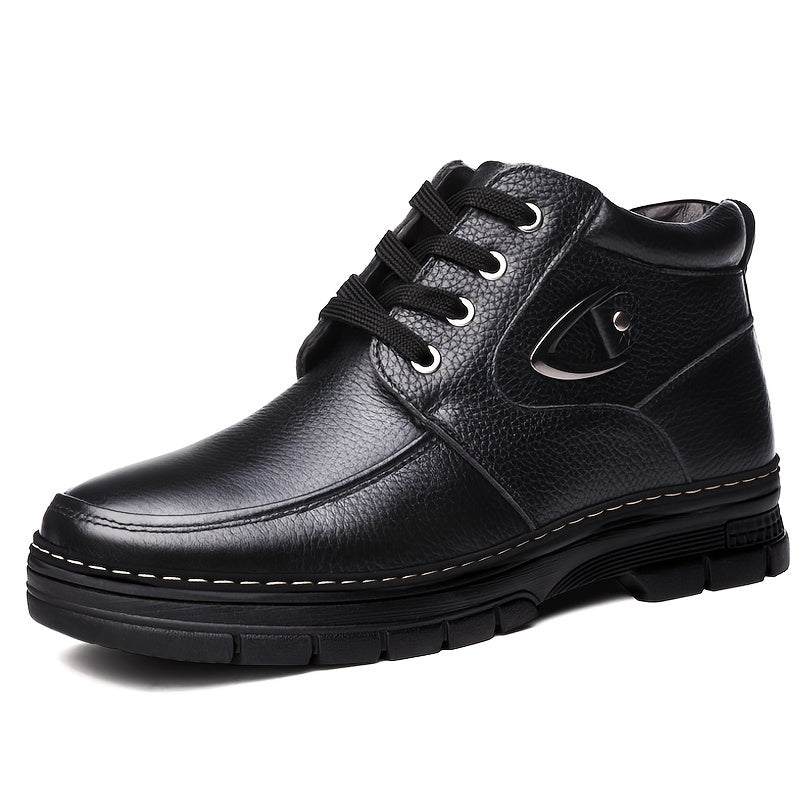 Mens Leather Thermal Winter Shoes Boots Laceups Casual Walking Shoes