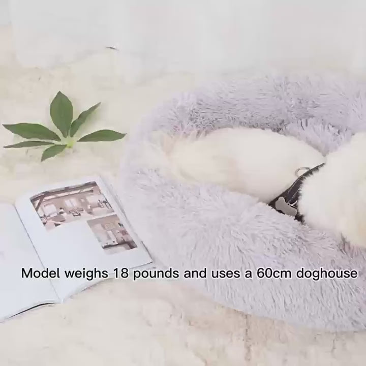 Plush Pet Bed Donut Dog Bed Round Cat Cushion Bed Warm Pet Bed For Indoor Dogs  Cats Soft Comfortable Dog Cushion Bed